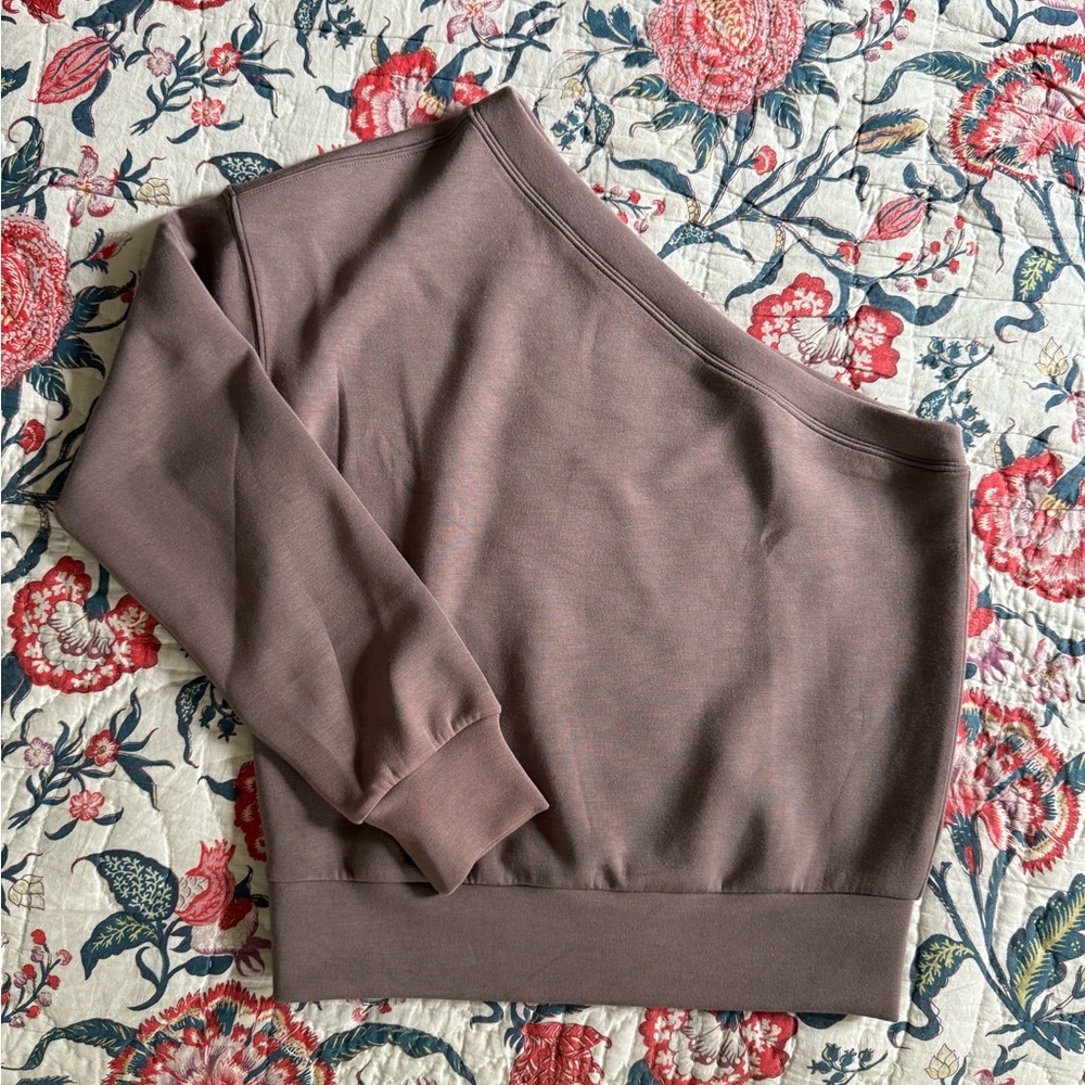 SPANX Off-Shoulder Sweatshirt Top in Mauve